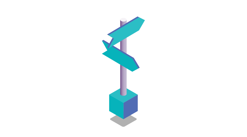 Blue illustration of a signpost